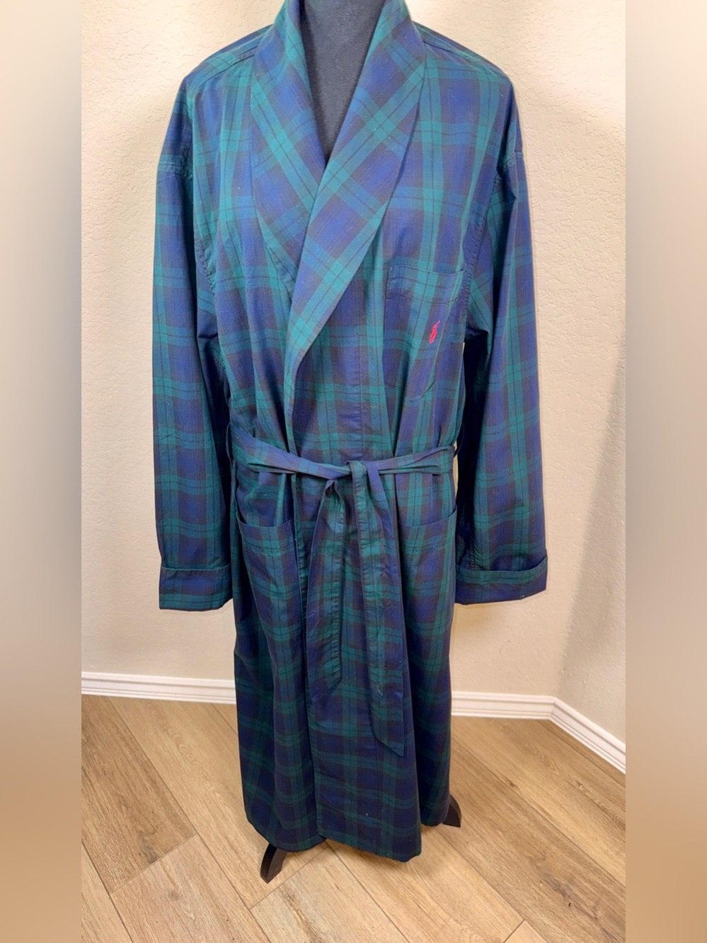 Polo Ralph Lauren Blackwatch Plaid Cotton Robe Belted Men’s L (flaw)